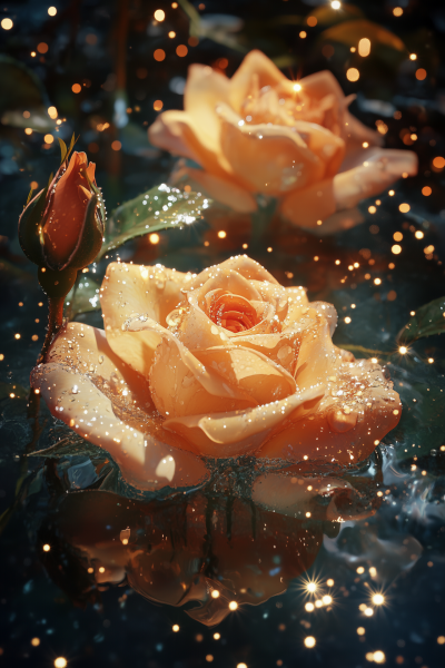 Enchanted Roses Under Starlight