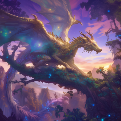 Majestic Dragon Above Enchanted Forest