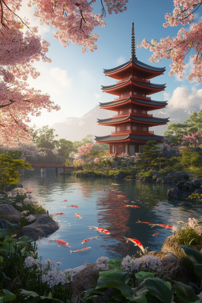 Japanese Pagoda in Bloom