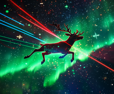 Reindeer Flying in Space