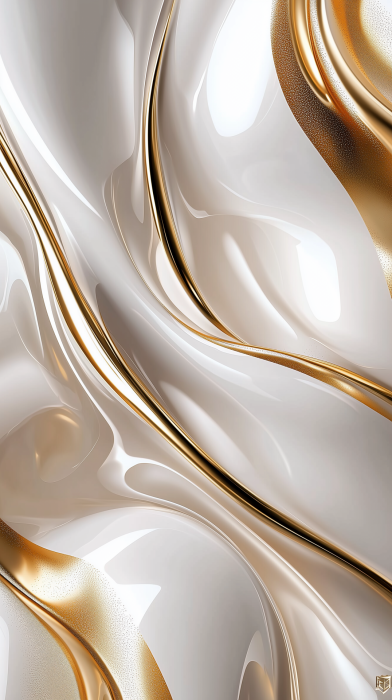 White and Gold Abstract Wallpaper