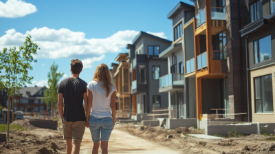 Couple Exploring New Townhouses