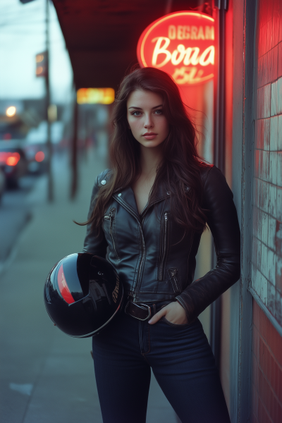 Biker Chick at Dive Bar