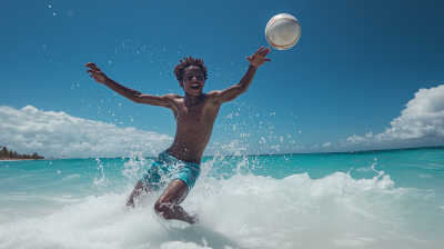 Teenager Diving into Waves