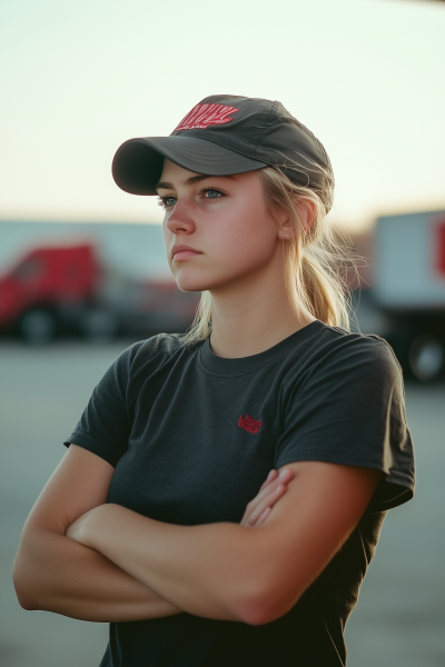 Female Trucker at Truck Stop