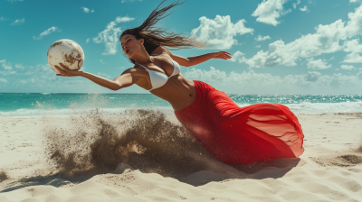 Dramatic Dive on the Beach