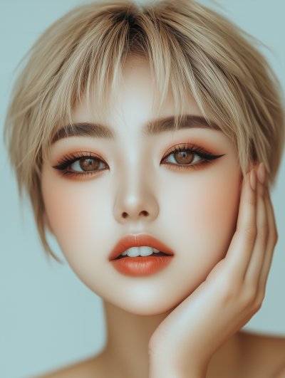 Beautiful Woman with Short Blonde Hair