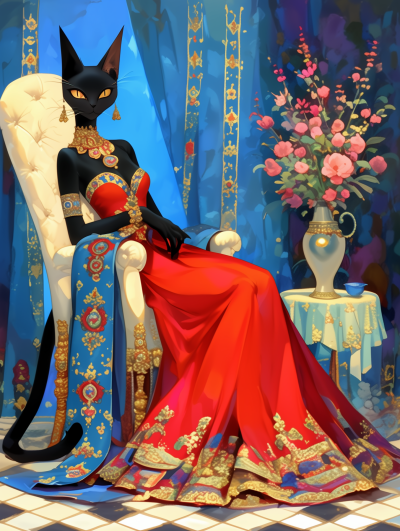 Cat King on a Throne