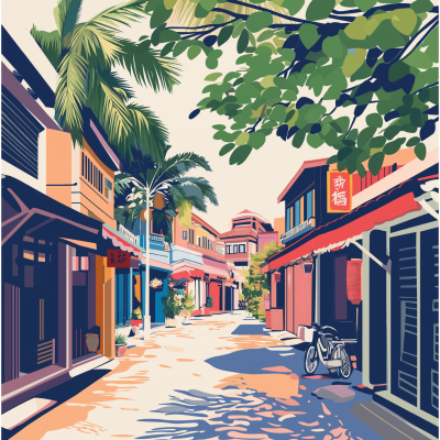Taipei Tainan Scenery Illustration