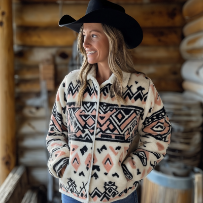 Southwestern Aztec Fleece Shirt