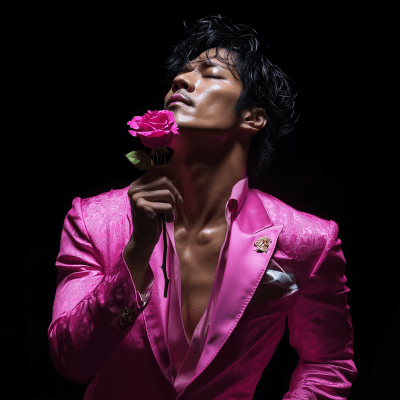Wrestler in Pink Suit