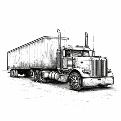 Hand Drawn Peterbuilt Truck