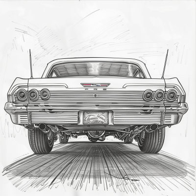 Hand Drawn Chevy Impala Lowrider