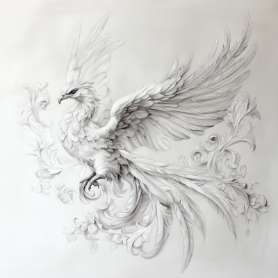 Elegant Phoenix Drawing