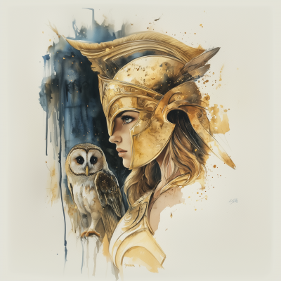 Greek Goddess Athena Watercolor Print