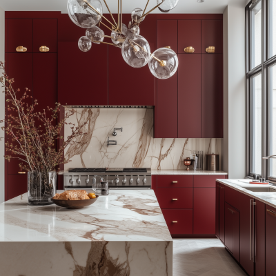 Cozy Burgundy Kitchen