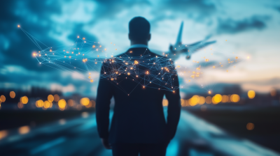 Businessman Using Flight Network Connection