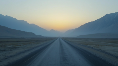 Deserted Asphalt Road at Dawn