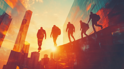 Diverse Business Silhouettes at Sunset