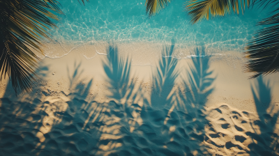 Summer Beach Sand with Palm Leaf Shadows