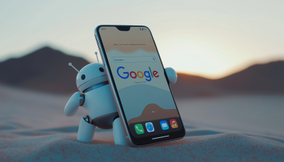 AI Robot Emerging from a Phone