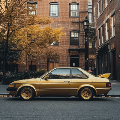 Gold Toyota Corolla on Street