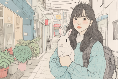 High School Student with Rabbit