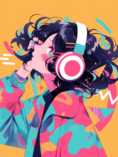 Cute Girl with Headphones