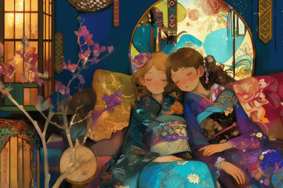 Two Sleeping Girls in Kimono
