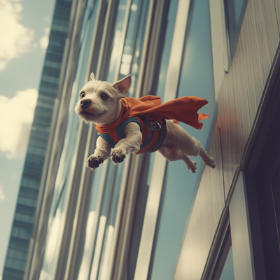 Superhero Dog Jumping
