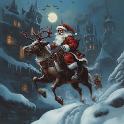 Santa Claus Vampire on Reindeer