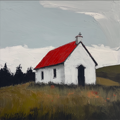 Oil Painting of a Red Roof