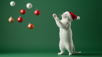 Playful Christmas Cat