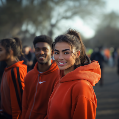 Multicultural Athletes in Warm-Up Gear
