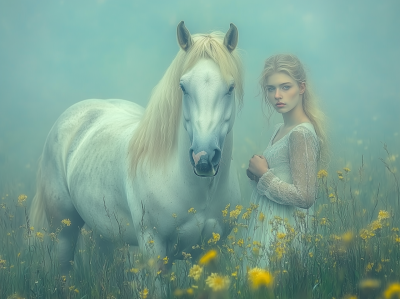 Horses in the Morning Fog