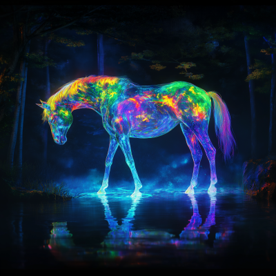 Glowing Horse in Forest