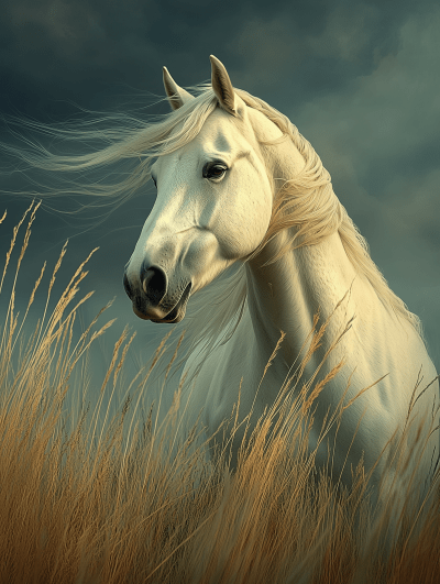 Surreal White Dressage Horse