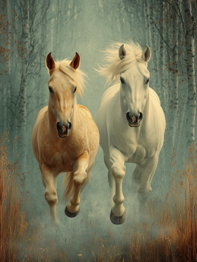 Harmonious Horses in Forest