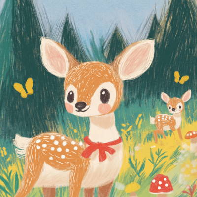 Playful Fawns in a Colorful Forest