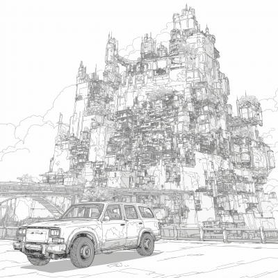 Post Apocalyptic Cityscape Coloring Page