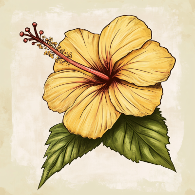 Yellow Hibiscus Flower Motif
