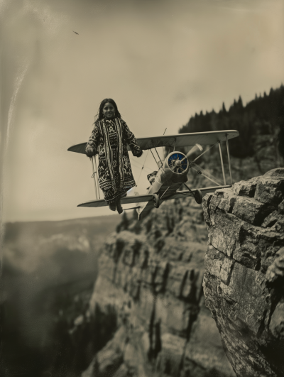 Young Girl on Aircraft Wing
