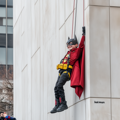 Kid Harnessed Like Batman