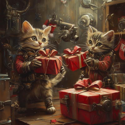 Steampunk Christmas Cats