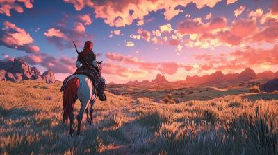 Sunset over Grassy Plains