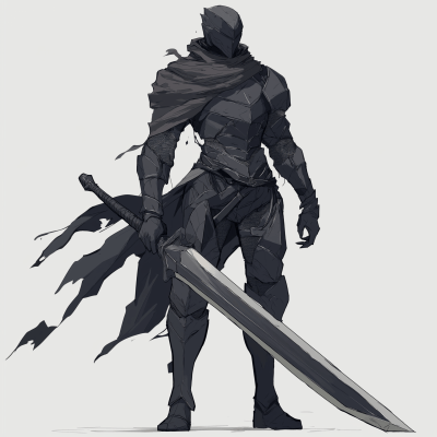Slim Knight in Black Armor