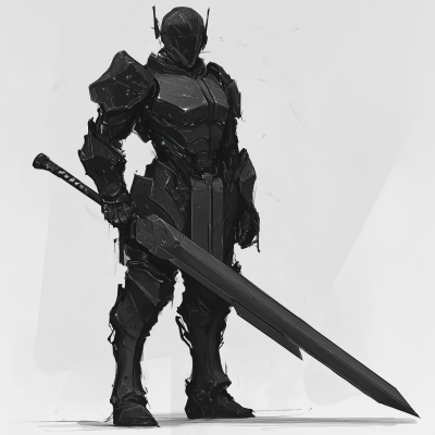 Slim Knight in Black Armor