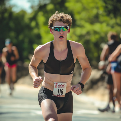 Young Engineer Competing in Triathlon