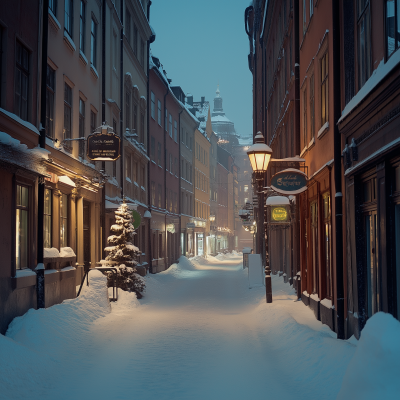 Snowy Streets of Stockholm