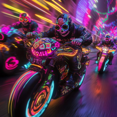 Mexican Cyberpunk Motorcycle Crew